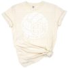 A distressed volleyball with a monogram style and vintage grunge effect.