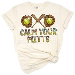 A playful softball illustration with bold text and mitt graphic.