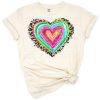 A colorful heart with leopard print pattern and playful Valentine’s Day theme.