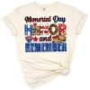 A stylized American flag with an honor and remember message in a patriotic color scheme.