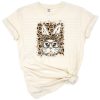 A playful leopard print bunny graphic with Easter accents and funny elements.