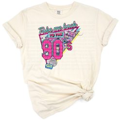 A vibrant retro 90s summer-themed design with colorful and nostalgic elements.