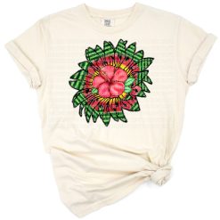 A playful design featuring a watermelon and sunflower arranged together in a bright, summery floral composition.