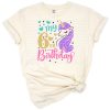A cute unicorn with flowers celebrating a sixth birthday for a little girl.