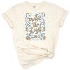 Spring floral design with the phrase Praise the Lord in bright, cheerful lettering for children.