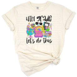 Colorful tie dye text reading 4th Grade Let's Do This with playful accents.