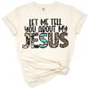 Western boho artwork featuring Jesus lettering, turquoise gemstones, leopard print, and cowhide pattern.
