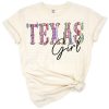 Texas Girl text in serape pattern with faux glitter accents and retro colors