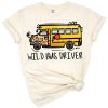 Retro-style illustration of a cheerful school bus with playful teacher-themed accents.