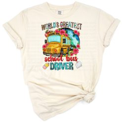 A retro school bus with bold grunge lettering, perfect for school driver appreciation themes.