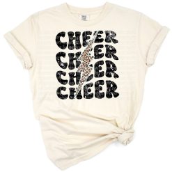 A lightning bolt with leopard and cheetah print accents for a cheer design.