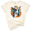 A watercolor goat head with daisies and leopard spots in a floral, artistic style.