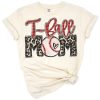 A cheerful T-ball mom design with a baseball glove and bat graphic.