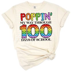 A playful and colorful artwork celebrating 100 days of school with popping graphic elements.