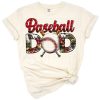 A retro style design featuring a baseball, cap, and glove with bold dad lettering.