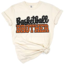 A retro-inspired graphic reading Basketball Brother with a basketball and bold sporty accents.
