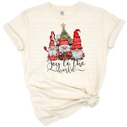A whimsical Christmas gnome illustration with festive holiday decorations.