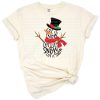Retro holiday typography with snowflakes and the words let it snow.