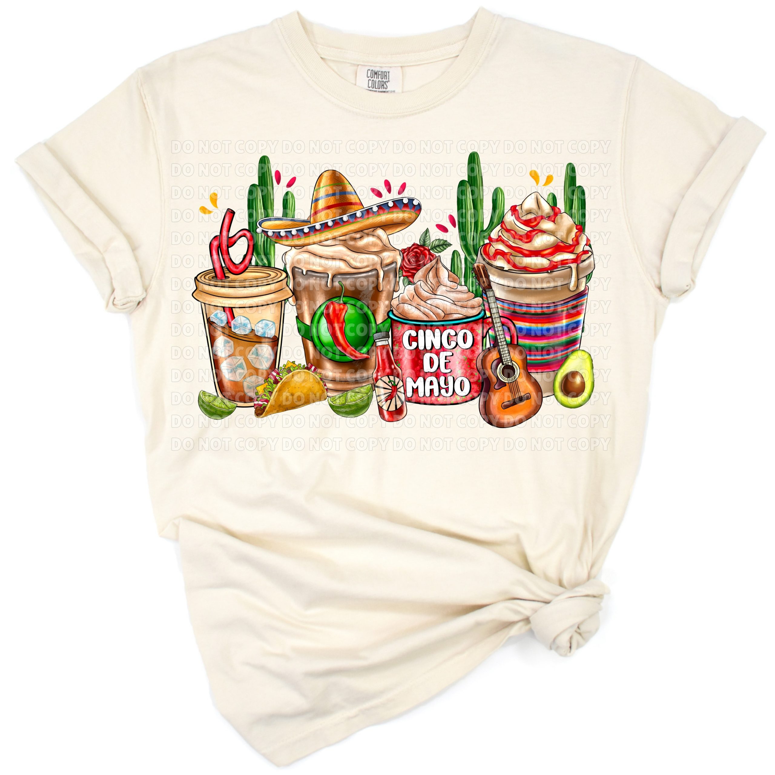 A cheerful mamacita design with Mexican fiesta elements and colorful flowers.