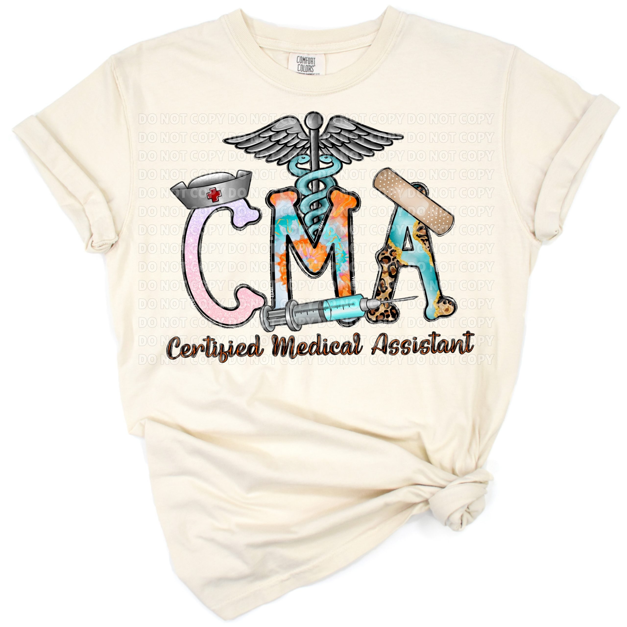 A medical assistant themed western design with a nurse hat and CMA badge
