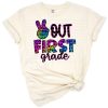 Colorful tie dye cheetah with a peace sign in a playful last day of school theme.