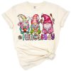 A group of playful Easter gnomes with a lunch lady in a festive spring setting.