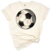A hand drawn black and white soccer ball illustration.