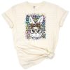 A colorful tie dye leopard print bunny with playful Easter accents.