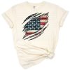 Ripped claw marks revealing the American flag with a bold and patriotic design.