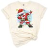 A cheerful retro style Santa Claus with festive holiday details.