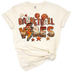 A retro basketball with a bold thunderbolt accent for sporty style.