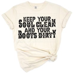 A rustic western style quote with boots and country elements.