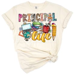 A grunge style graphic featuring school leadership elements and back to school motifs.