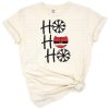 Playful Ho Ho Ho lettering with festive holiday accents.