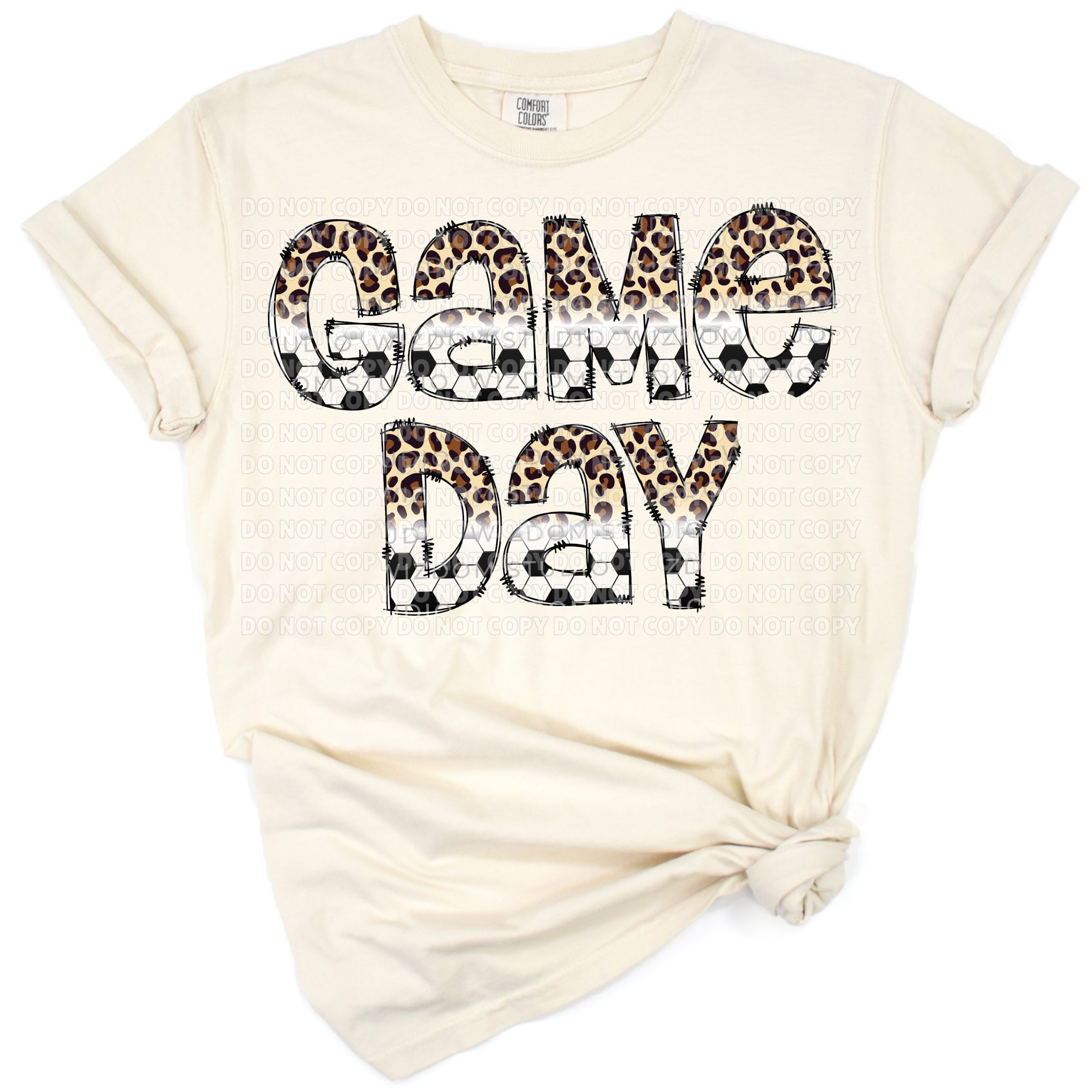 Soccer ball letters with a bold leopard print pattern for a vibrant game day look.