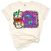 Cartoon iced coffee with a leopard print and whimsical fun accents