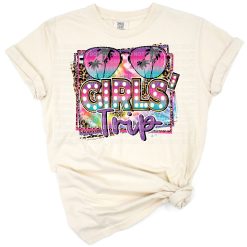 A playful girls trip design with leopard print and summer vacation elements in boho style.