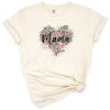 A heart shape with pink florals and a leopard print, featuring the word mama in script.