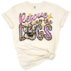 Western-inspired design with several happy rescue dogs and a Mother's Day dog mama theme.