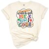 Colorful watch out pre-k here I come school design with playful lettering and childlike elements