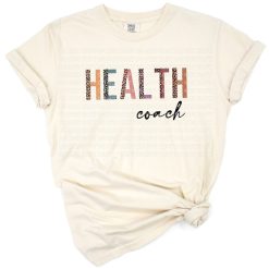 A retro style health coach and fitness instructor graphic with wellness-inspired elements for women.