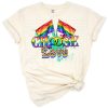 A bold rainbow-colored 'Choose Love' word art design with hearts, symbolizing inclusion and pride.