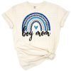 A playful pastel rainbow with leopard and cheetah spots and the words boy mom in a cute style.
