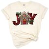 A whimsical gingerbread house decorated for Christmas with festive details and joyful accents.