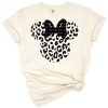 A cute cartoon mouse character with a stylish leopard print bow and accents.
