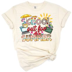 A retro inspired design with school elements and bright summer colors.