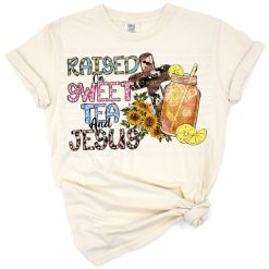 Western-inspired Christian cross with sweet tea artistic illustration.
