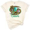 A Cancer zodiac graphic with a mix of western, sunflower, leopard, and serape patterns.