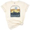 Vintage grunge style mountain adventure landscape with retro colors.