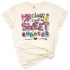 A whimsical classroom scene with smiling bunnies and playful teacher elements in pastel colors.